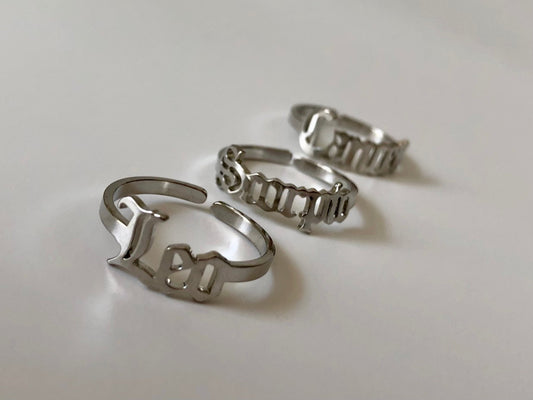 Nickel Zodiac Name Rings