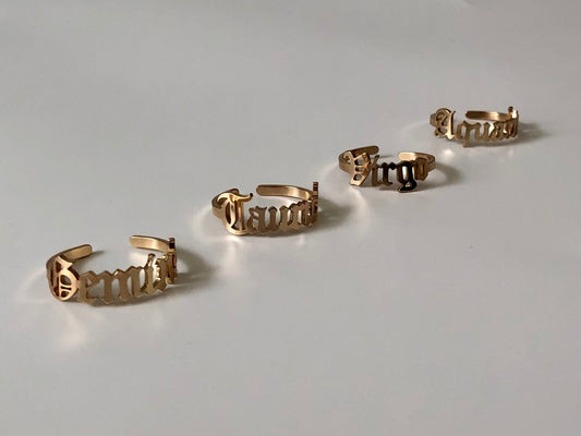 Brass Zodiac Name Rings