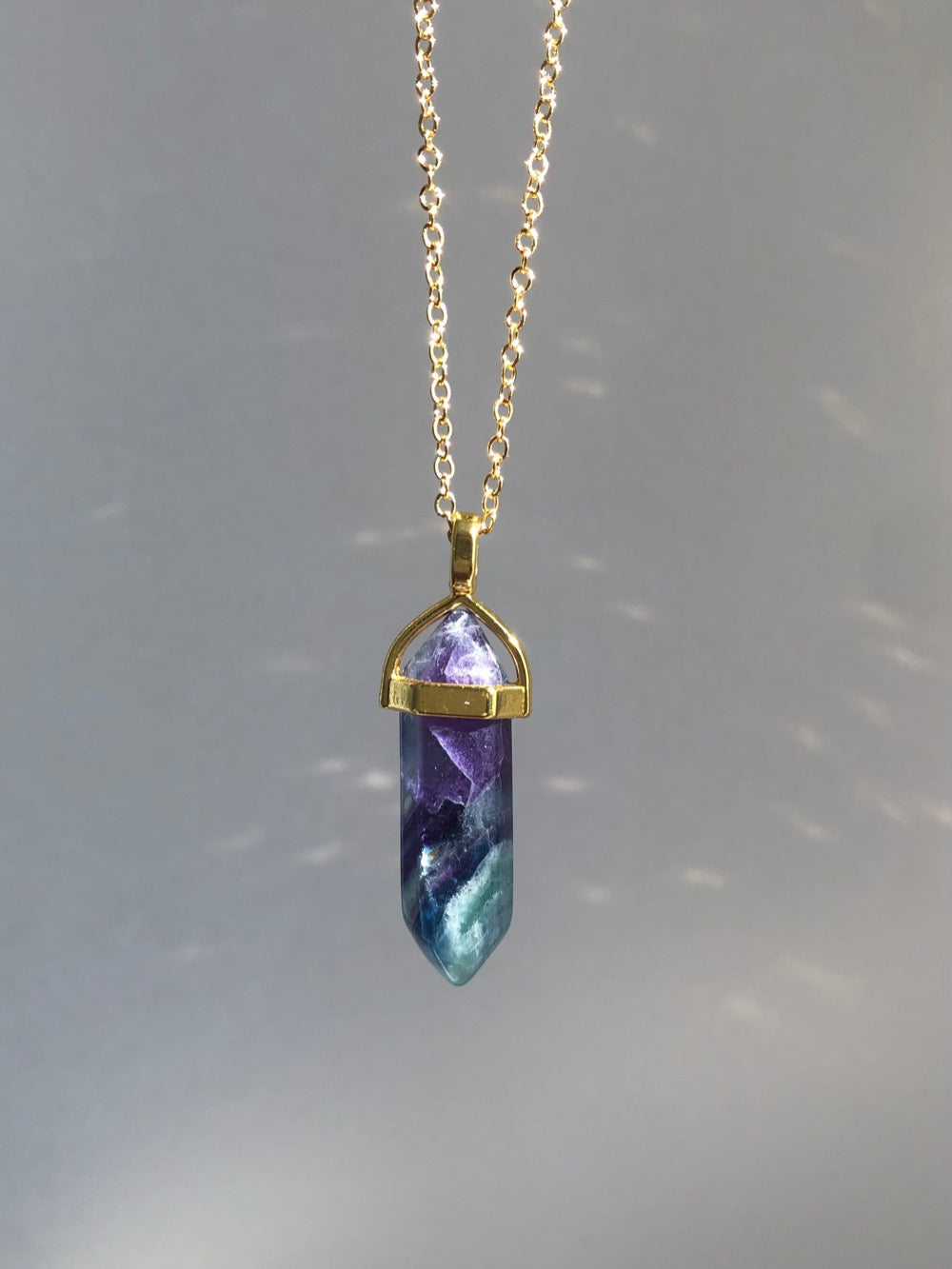 Rainbow Fluorite Point Necklace