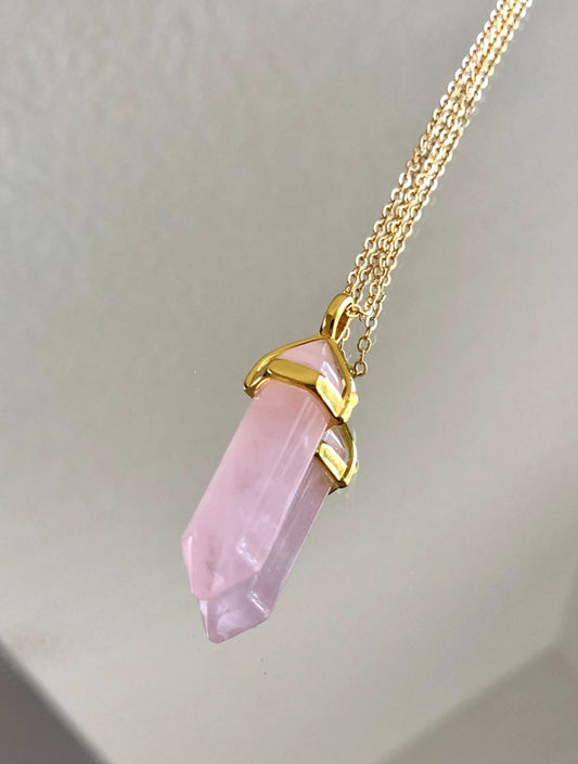 Rose Quartz Point Necklace